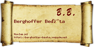 Berghoffer Beáta névjegykártya